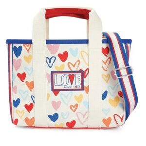 Brighton Mini Tote Love Heart Canvas Bag Red White Blue Crossbody Satchel NWOT